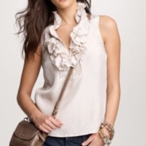 J crew White Ruffle Sleeveless Blouse Size 2